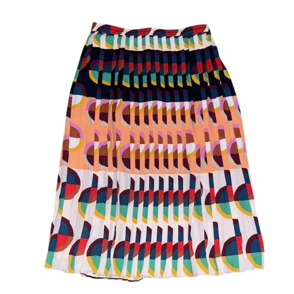J.Crew 365 Pleated Midi Skirt Geometric Abstract Print Multicolor 4 - Picture 2 of 7